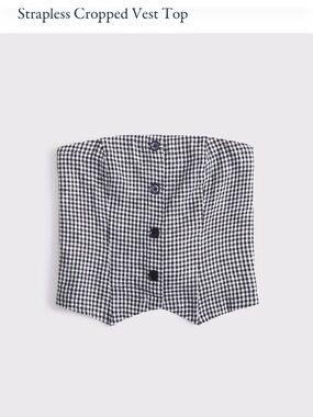 Abercrombie & Fitch Strapless Gingham Cropped Vest Top